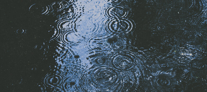 Raindrops falling in a puddle