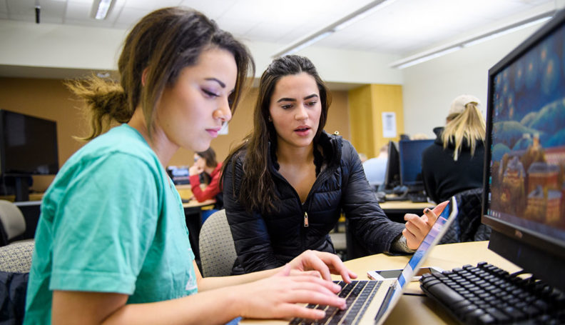 Students working at computer