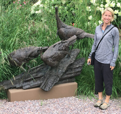 Erin Thornton with turkey sculpture