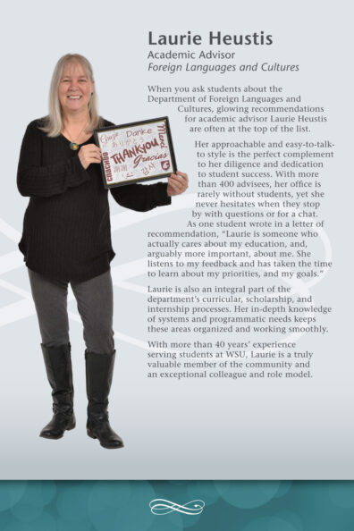 CAS Award poster for Laurie Huestis.
